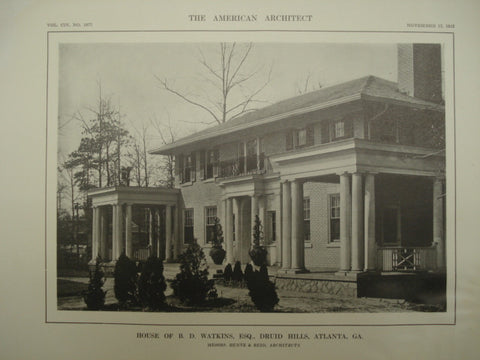House of B. D. Watkins, Esq., Druid Hills, Atlanta, GA, 1913, Messrs. Hentz & Reid
