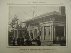 House of B. D. Watkins, Esq., Druid Hills, Atlanta, GA, 1913, Messrs. Hentz & Reid