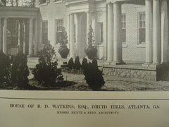 House of B. D. Watkins, Esq., Druid Hills, Atlanta, GA, 1913, Messrs. Hentz & Reid
