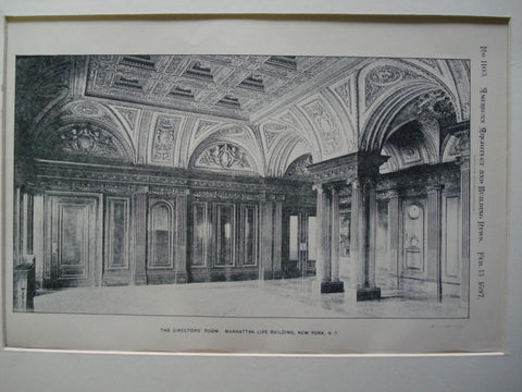 Director's Room in the Manhattan Life Building , New York, NY, 1897, Kimball & Thompson