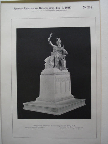 Jersey City Soldiers' Monument , Jersey City, NJ, 1898, Ackerman & Ross