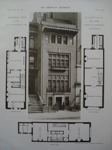 Remodeled House for E.T. Cockcroft, Esq. on No. 59 E. 77th St., New York, NY, 1910, Albro & Lindeberg