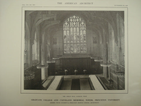 Great Hall of the Graduate College and Cleveland Memorial Tower at Princeton University , Princeton, NJ, 1913, Cram, Goodhue & Ferguson