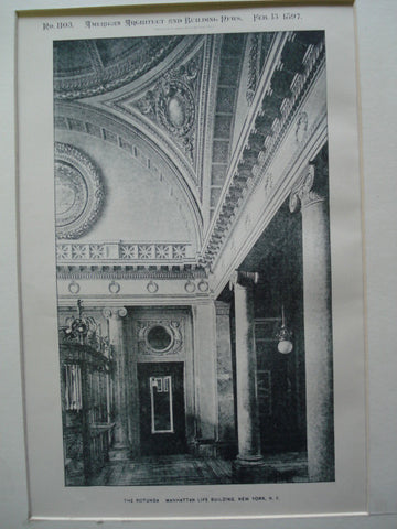 Rotunda: Manhattan Life Building , New York, NY, 1897, Kimball & Thompson