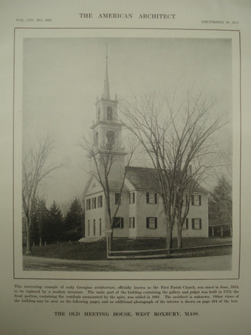 Old Meeting House , West Roxbury, MA, 1913, Unknown