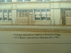 Warehouses for W. J. Smith, Esq., Kansas City, MO, 1895, W. C. Root
