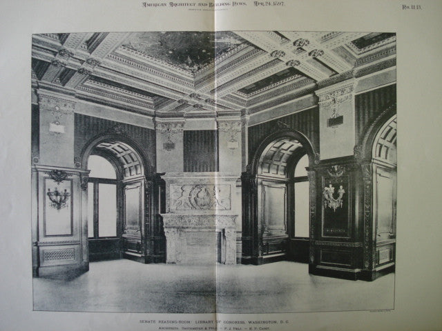 Senate Reading-Room: Library of Congress , Washington , DC, 1897, Smithmeyer & Pelz and P.J. Pelz, E.P. Casey
