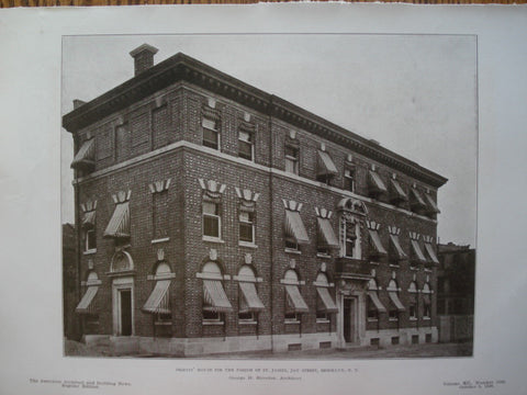 Priests' House for the Parish of St. James, Jay Street, Brooklyn, NY, 1906, George H. Streeton