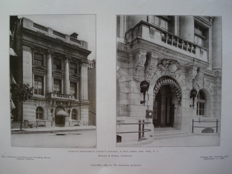 American Geographical Society's Building, W. 81st Street, New York, NY, 1906, Howells & Stokes