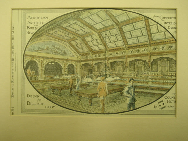 Design for the Billiard Room in the Country Hotel, 1881