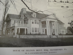 House of Felton Bent, Esq., Haverford, PA, 1913, D. Knickerbacker Boyd