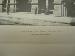 Bank Building on Wall Street , New York, NY, 1888, W. Wheeler Smith