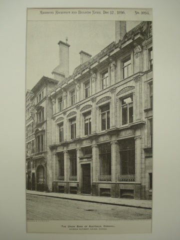 Union Bank of Australia, Cornhill, London, England, UK, 1896, Goymour Cuthbert