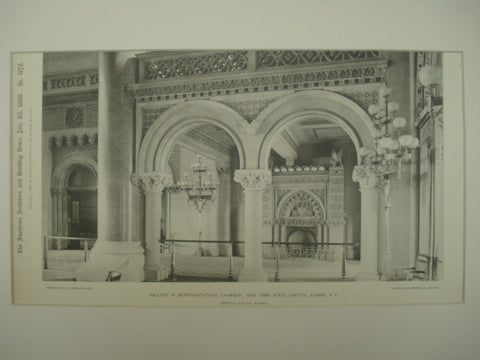 Gallery in the Representatives' Chamber of the New York State Capitol , Albany, NY, 1898, Leopold Eidlitz