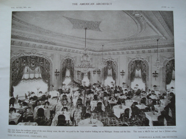 Main Dining Room in the Blackstone , Chicago, IL, 1910, Marshall & Fox