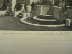 Detail of the Fountain and Garden Pavilion at the Residence of George A. Zabriskie, Esq., Ormond Beach, FL, 1930, H. M. Griffin
