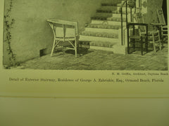 Detail of the Exterior Stairway at the Residence of George A. Zabriskie, Esq. , Ormond Beach, FL, 1930, H. M. Griffin