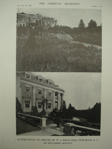 Alterations to the House of W. A. Read, Esq., Purchase, NY, 1913, Donn Barber