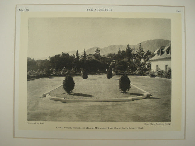Formal Garden at the Residence of Mr. and Mrs. James Ward Throne , Santa Barbara, CA, 1930, Elmer Clark