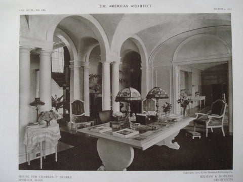 Interior of the House for Charles P. Searle , Ipswich, MA, 1910, Kilham & Hopkins