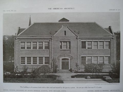 Model School Building at the State Normal School , New Britain, CT, 1910, Davis & Brooks