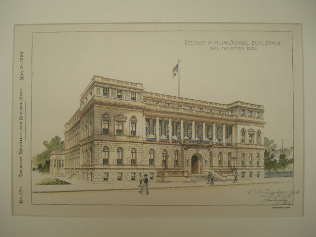 Design for a High School Building , Wilmington, DE, 1899, H. A. Campbell