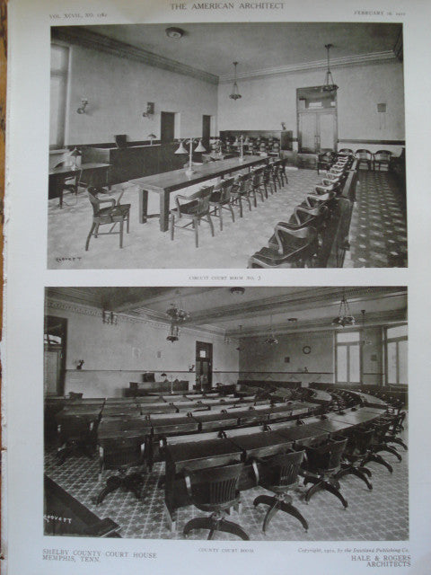 Circuit Court Room No. 3 & the County Court Room in the Shelby County Court House, Memphis, TN, 1910, Hale & Rogers