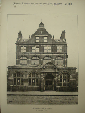 Newington Public Library , Newington, London, England, UK, 1900, E. B. I'Anson