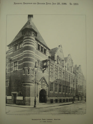 Shoreditch Free Library , Hoxton, London, England, UK, 1900, H. T. Hare