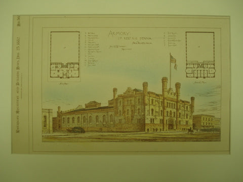 Armory of the First Regiment of the National Guard , Philadelphia, PA, 1882, Jas. H. Windrim