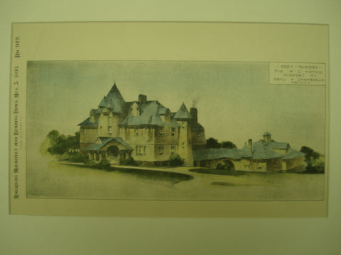 Grey Towers for W. C. Hastings , Yonkers, NY, 1893, Dehli & Chamberlin