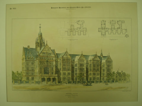 Proposed Design for St. Luke's Hospital , New York, NY, 1893, James Brown Lord