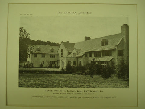 House for H. G. Llord, Esq., Haverford, PA, 1913, Messrs. Wilson, Eyre & McIlvaine