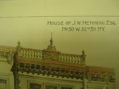 House of J. W. Henning, Esq. , New York, NY, 1893, James Brown Lord