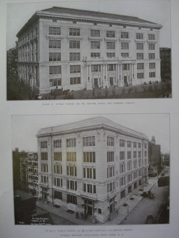 Public School, No. 38, Clark, Dominick and Broome Streets & Public School, No. 62, Hester, Essex and Norfolk Streets, New York, NY, 1908, C.B.J. Snyder