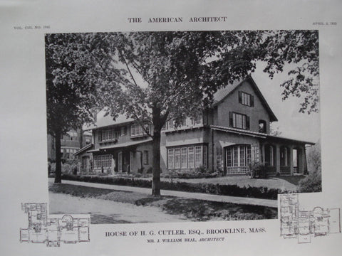 House of H.G. Cutler, Esq., Brookline, MA, 1913, J. William Beal