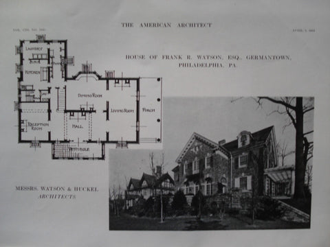 House of Frank R. Watson, Architect , Germantown, Philadelphia, PA, 1913, Watson & Huckel