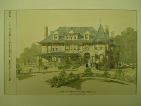 House of W. Percy Simpson, Esq., Overbrook, PA, 1894, Baily & Truscott