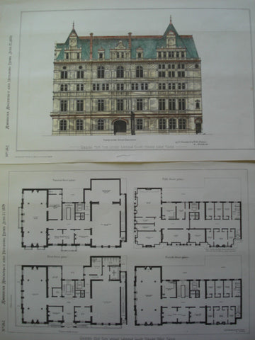 Design for the Union League Club-House, New York, NY, 1879, C.D. Gambrill & H.E. Ficken