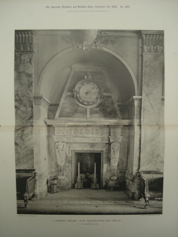 Corridor Fireplace at the Hotel Waldorf-Astoria , New York, NY, 1898, H. J. Hardenbergh