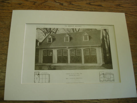 Garage of R.W. Bird, Esq., Brookline, MA, 1909, J. Lavelle
