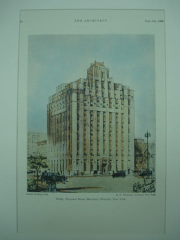 Proposed Bronx Maternity Hospital , New York, NY, 1930, B. H. Whinston