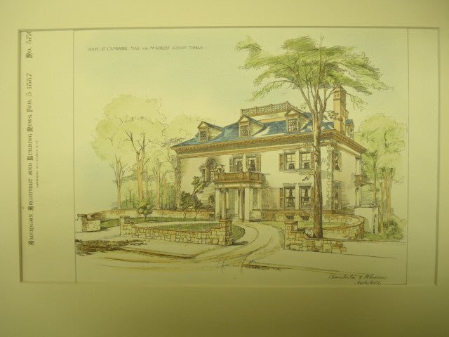 House for Mr. Robert Noxon Toppan, Cambridge, MA, 1887, Chamberlin & Whindew