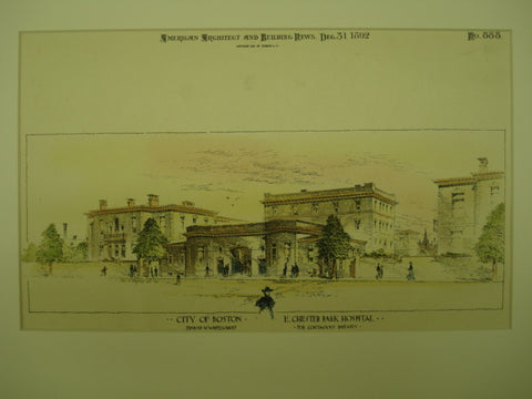 E. Chester Park Hospital , Boston, MA, 1892, Edmund M. Wheelwright