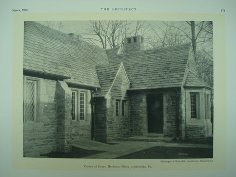 Corner of Court at Herkness Offices , Jenkintown, PA, 1930, Seeburger & Rabenold