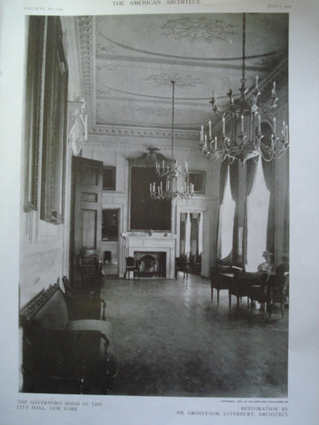 Governor's Room in the City Hall , New York, NY, 1909, Grosvenor Atterbury