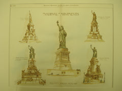 National Monuments, Statue of Liberty, NY, 1887, Original Hand Colored