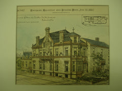 Proposed Residence on the Corner of Franklin and 5th Streets , Richmond, VA, 1882, M. J. Dimmock
