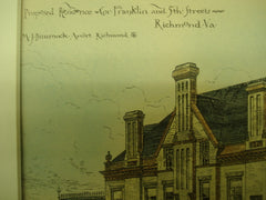 Proposed Residence on the Corner of Franklin and 5th Streets , Richmond, VA, 1882, M. J. Dimmock