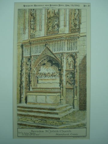 Reredos for St. John's Church , Stamford, CT, 1892, Wm. A. Potter